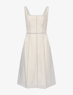 Reformation Womens  X Alexa Chung Ghost Sheer Woven Midi Dress Grey In Animal Print