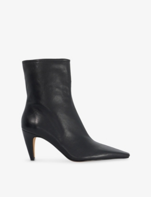 Dune Womens Black Leather Overt Leather Heeled Ankle Boots Eur 38/5 Uk