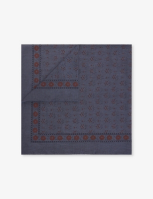 Soeur Womens  Classique Floral-print Cotton Scarf In Navy/fig