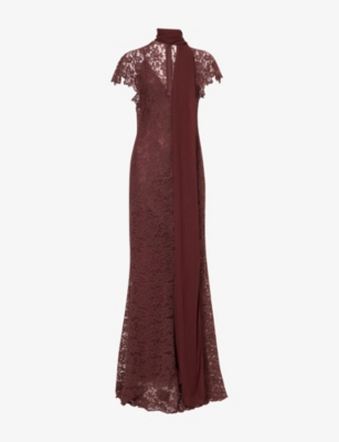 De La Vali Womens Plum Solina Lace Maxi Dress
