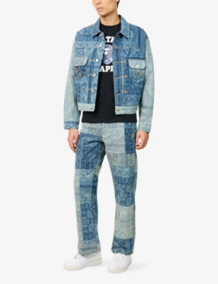 Bape 페이즐리 패턴 스트레이트 레그 데님 팬츠