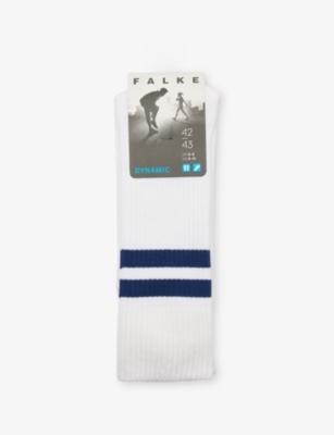 Falke Mens  Dynamic Striped Cotton-blend Socks In 2000 White