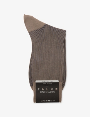 Falke Mens  Fine Shadow Cotton-blend Socks In Brown
