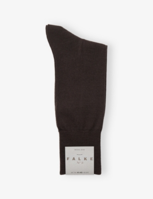 Falke Mens  No 6 Wool-blend Socks In Brown