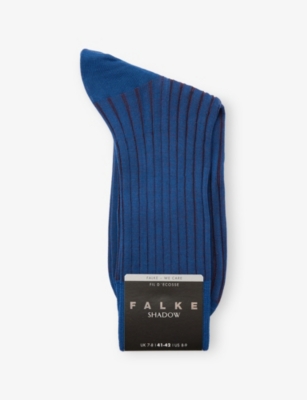 Falke Mens  Fine Shadow Cotton-blend Socks In 6055 Sapphire