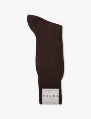Falke Mens  No. 13 Cotton-blend Socks In 5930 Brown