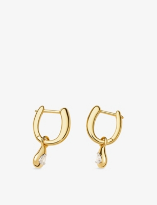 Missoma Molten Teardrop 18ct Gold Vermeil-plated Sterling Silver 0.05ct Diamond Hoop Earrings