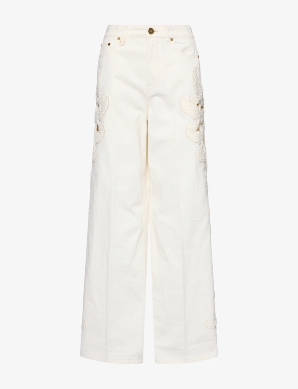 Applique Relaxed-Flare Denim Jeans